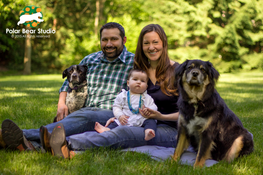 Furry family of five family portrait, bokeh background Photo by Polar Bear Studio, Copyright 2015
