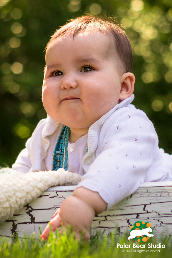 chubby cheeks baby photo, distressed drawer, bokeh background | Photo by Polar Bear Studio, Copyright 2015