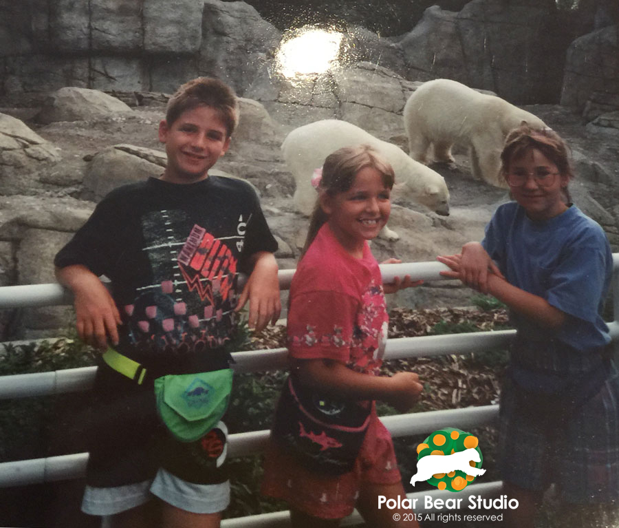 90s kids wearing fanny backs at the Indianapolis Zoo polar bear exhibit | Photo by Polar Bear Studio, Copyright 2015